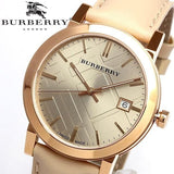 Burberry The City Beige Dial Brown Leather Strap Watch for Women - BU9014