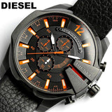 Buy Shop Diesel Mega Chief Chronograph Black Dial Black Leather Strap Watch For Men - DZ4291 USA Online