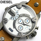 Buy Shop Diesel SBA Dual Time Chronograph White Dial Brown Leather Strap Watch For Men - DZ7269 USA Online