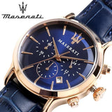 Buy Shop Maserati Epoca Blue Dial Leather Blue Strap Watch For Men - R8871618007 USA Online