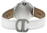 Buy Shop Cartier Ballon Bleu De Cartier Silver Dial White Leather Strap Watch for Women - W6920086 USA Online