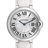 Buy Shop Cartier Ballon Bleu de Cartier Silver Dial White Leather Strap Watch for Women - W6920087 USA Online