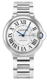 Buy Shop Cartier Ballon Bleu De Cartier Silver Dial Silver Steel Strap Watch for Men - WSBB0049 USA Online