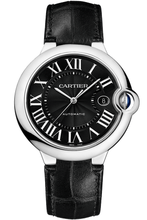 Buy Shop Cartier Ballon Bleu De Cartier Black Dial Black Leather Strap Watch for Men - WSBB0003 USA Online