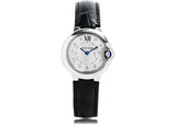 Buy Shop Cartier Ballon Bleu de Cartier Diamonds Silver Dial Black Leather Strap Watch for Women - W4BB0008 USA Online