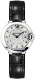Buy Shop Cartier Ballon Bleu de Cartier Diamonds Silver Dial Black Leather Strap Watch for Women - W4BB0008 USA Online