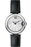 Buy Shop Cartier Ballon Bleu de Cartier Diamonds Silver Dial Black Leather Strap Watch for Women - W4BB0008 USA Online