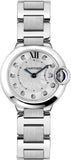Buy Shop Cartier Ballon Bleu de Cartier Diamonds Silver Dial Silver Steel Strap Watch for Women - WE902073 USA Online