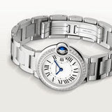 Buy Shop Cartier Ballon Bleu De Cartier Diamonds White Dial Silver Steel Strap Watch for Women - W4BB0015 USA Online