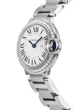 Buy Shop Cartier Ballon Bleu De Cartier Diamonds White Dial Silver Steel Strap Watch for Women - W4BB0015 USA Online