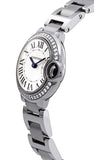 Buy Shop Cartier Ballon Bleu De Cartier Diamonds White Dial Silver Steel Strap Watch for Women - W4BB0015 USA Online