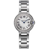 Buy Shop Cartier Ballon Bleu De Cartier Diamonds White Dial Silver Steel Strap Watch for Women - W4BB0015 USA Online