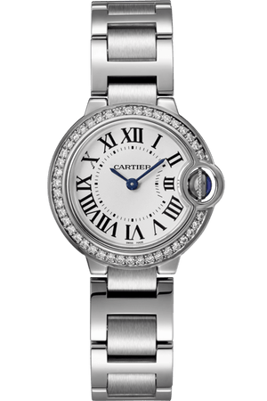 Buy Shop Cartier Ballon Bleu De Cartier Diamonds White Dial Silver Steel Strap Watch for Women - W4BB0015 USA Online