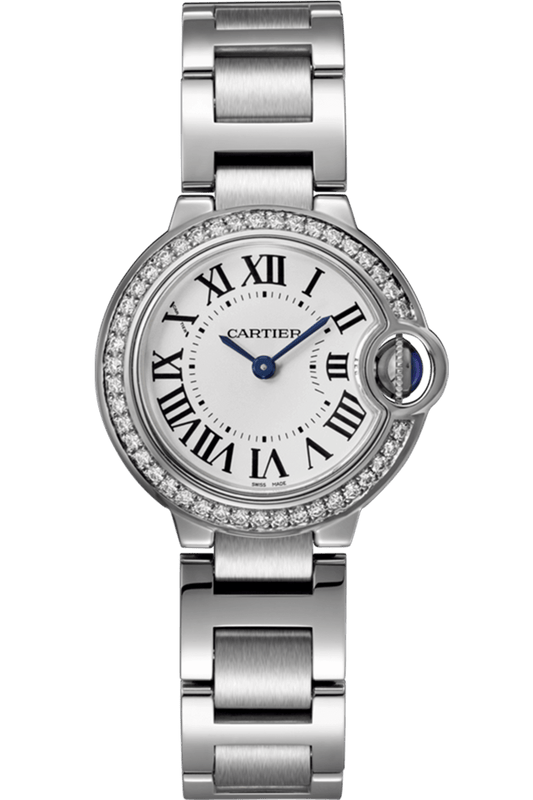 Buy Shop Cartier Ballon Bleu De Cartier Diamonds White Dial Silver Steel Strap Watch for Women - W4BB0015 USA Online