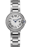 Buy Shop Cartier Ballon Bleu De Cartier Diamonds White Dial Silver Steel Strap Watch for Women - W4BB0015 USA Online