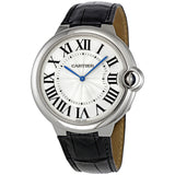 Buy Shop Cartier Ballon Bleu Silver Dial Black Leather Strap Watch for Women - W69018Z4 USA Online