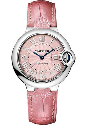 Buy Shop Cartier Ballon Bleu De Cartier Pink Dial Pink Leather Strap Watch for Women - WSBB0007 USA Online
