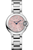 Buy Shop Cartier Ballon Bleu de Cartier Pink Dial Silver Steel Strap Watch for Women - W6920038 USA Online