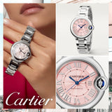 Buy Shop Cartier Ballon Bleu de Cartier Pink Dial Silver Steel Strap Watch for Women - WSBB0046 USA Online