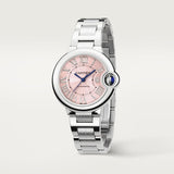 Buy Shop Cartier Ballon Bleu de Cartier Pink Dial Silver Steel Strap Watch for Women - WSBB0046 USA Online