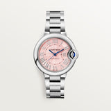Buy Shop Cartier Ballon Bleu de Cartier Pink Dial Silver Steel Strap Watch for Women - WSBB0046 USA Online