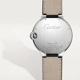Buy Shop Cartier Ballon Bleu de Cartier Silver Dial Black Leather Strap Watch for Men - WSBB0026 USA Online
