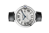 Buy Shop Cartier Ballon Bleu de Cartier Silver Dial Black Leather Strap Watch for Men - WSBB0026 USA Online
