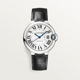 Buy Shop Cartier Ballon Bleu de Cartier Silver Dial Black Leather Strap Watch for Men - WSBB0026 USA Online