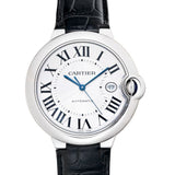 Buy Shop Cartier Ballon Bleu de Cartier Silver Dial Black Leather Strap Watch for Men - WSBB0026 USA Online