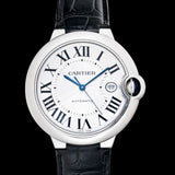 Buy Shop Cartier Ballon Bleu de Cartier Silver Dial Black Leather Strap Watch for Men - WSBB0026 USA Online