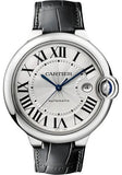 Buy Shop Cartier Ballon Bleu de Cartier Silver Dial Black Leather Strap Watch for Men - WSBB0026 USA Online