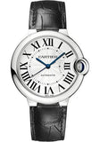Buy Shop Cartier Ballon Bleu de Cartier Silver Dial Black Leather Strap Watch for Men - WSBB0026 USA Online