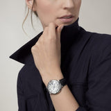 Buy Shop Cartier Ballon Bleu De Cartier Silver Dial Black Leather Strap Watch for Women - WSBB0028 USA Online