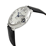 Buy Shop Cartier Ballon Bleu De Cartier Silver Dial Black Leather Strap Watch for Women - WSBB0028 USA Online