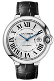 Buy Shop Cartier Ballon Bleu De Cartier Silver Dial Black Leather Strap Watch for Women - WSBB0030 USA Online
