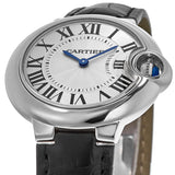 Buy Shop Cartier Ballon Bleu De Cartier Silver Dial Black Leather Strap Watch for Women - WSBB0034 USA Online
