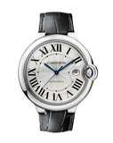 Buy Shop Cartier Ballon Bleu De Cartier Silver Dial Black Leather Strap Watch for Women - WSBB0034 USA Online