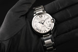 Buy Shop Cartier Ballon Bleu De Cartier Silver Dial Silver Steel Strap Watch for Men - WSBB0049 USA Online