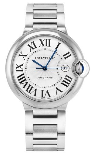 Buy Shop Cartier Ballon Bleu De Cartier Silver Dial Silver Steel Strap Watch for Men - WSBB0049 USA Online