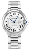 Buy Shop Cartier Ballon Bleu De Cartier Silver Dial Silver Steel Strap Watch for Men - WSBB0049 USA Online