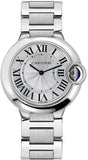 Buy Shop Cartier Ballon Bleu De Cartier Silver Dial Silver Steel Strap Watch for Women - W69011Z4 USA Online