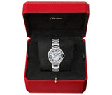 Buy Shop Cartier Ballon Bleu De Cartier Silver Dial Silver Steel Strap Watch for Women - WSBB0044 USA Online