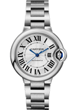 Buy Shop Cartier Ballon Bleu De Cartier Silver Dial Silver Steel Strap Watch for Women - WSBB0044 USA Online