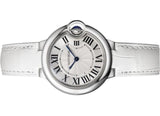 Buy Shop Cartier Ballon Bleu De Cartier Silver Dial White Leather Strap Watch for Women - W6920086 USA Online