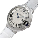 Buy Shop Cartier Ballon Bleu De Cartier Silver Dial White Leather Strap Watch for Women - W6920086 USA Online