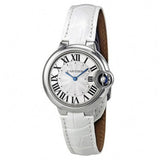 Buy Shop Cartier Ballon Bleu De Cartier Silver Dial White Leather Strap Watch for Women - W6920086 USA Online
