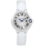 Buy Shop Cartier Ballon Bleu De Cartier Silver Dial White Leather Strap Watch for Women - W6920086 USA Online