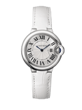 Buy Shop Cartier Ballon Bleu De Cartier Silver Dial White Leather Strap Watch for Women - W6920086 USA Online