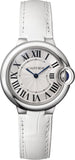 Buy Shop Cartier Ballon Bleu De Cartier Silver Dial White Leather Strap Watch for Women - W6920086 USA Online