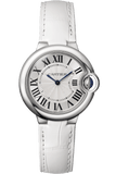 Buy Shop Cartier Ballon Bleu De Cartier Silver Dial White Leather Strap Watch for Women - W6920086 USA Online